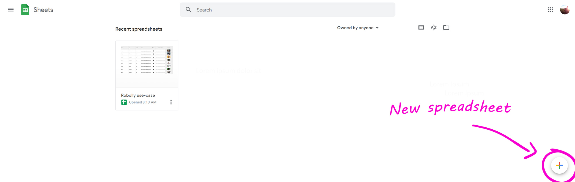 Create new spreadsheet in Google Sheets